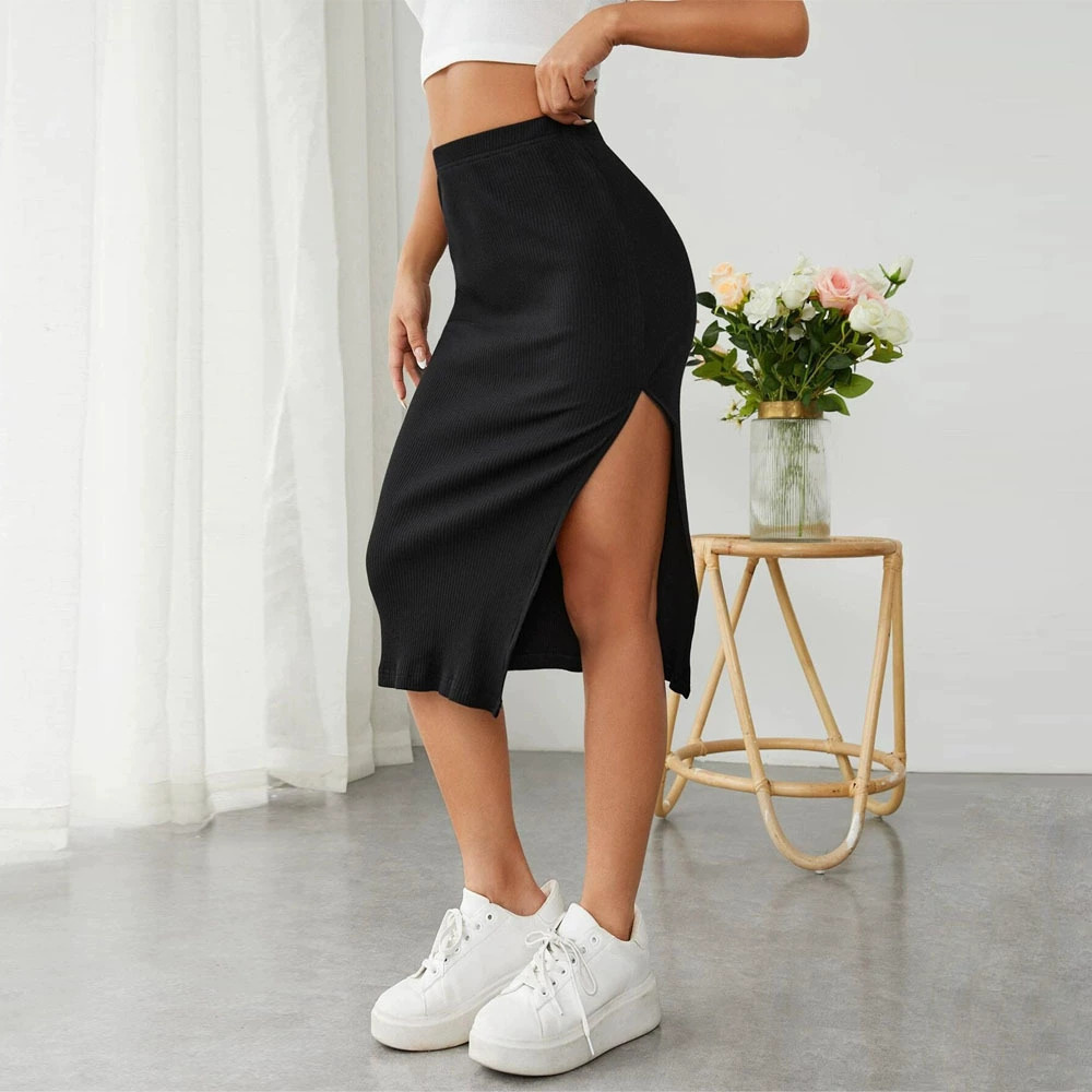 ZARA Elegant Stretchy Elastic Waist Bodycon Side Slit Skirt